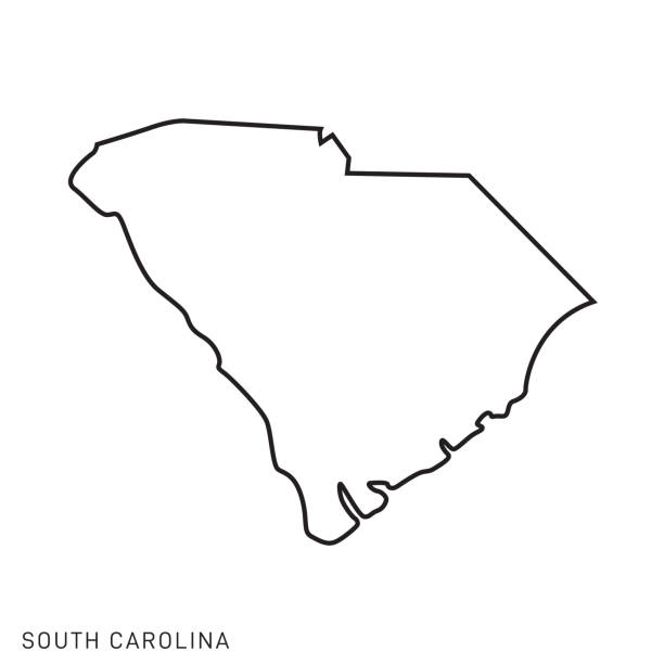 ilustrações, clipart, desenhos animados e ícones de carolina do sul - estado dos eua esboço mapa vetor template illustration design. golpe editável. - south carolina map cartography outline