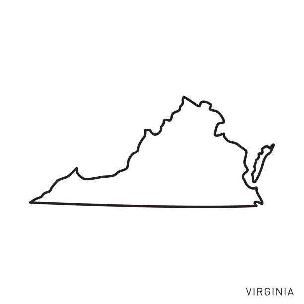 佛吉尼亞 - 美國州大綱地圖向量範本插圖設計。可編輯描邊。 - 維珍尼亞州 幅插畫檔、美工圖案、卡通及圖標