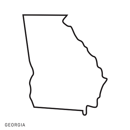 Georgia - States of USA Outline Map Vector Template Illustration Design. Editable Stroke. Vector EPS 10.