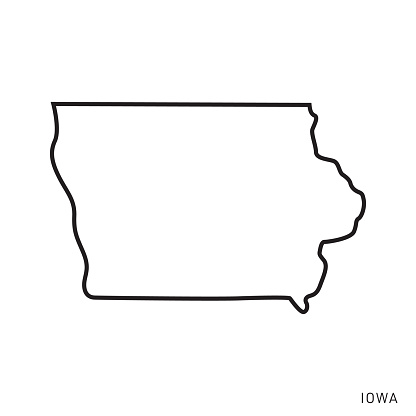 Iowa - States of USA Outline Map Vector Template Illustration Design. Editable Stroke. Vector EPS 10.