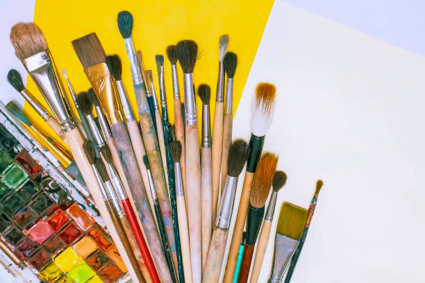 istock Artistic watercolors and brushes. 1277771653