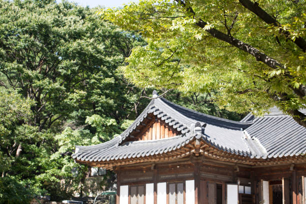 istock Korean temple tile roof in the foreground. 1277772634