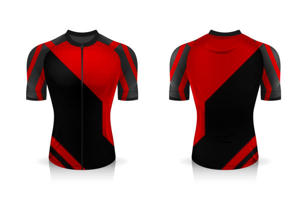 istock Specification Cycling Jersey template. mock up Sport T Shirt round neck uniform for bicycle apparel . Vector Illustration design , Separate work layers . 1277772680