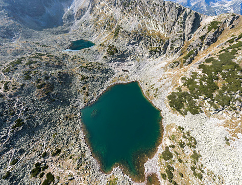 Aerial view of Musalenski lakes, Rila mountain, Bulgaria