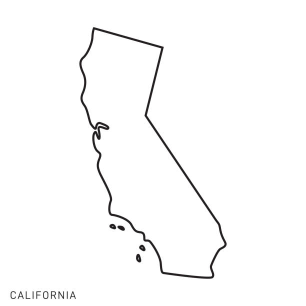 캘리포니아 - 미국 개요 지도 벡터 템플릿 일러스트 디자인. 편집 가능한 스트로크. - 캘리포니아 stock illustrations