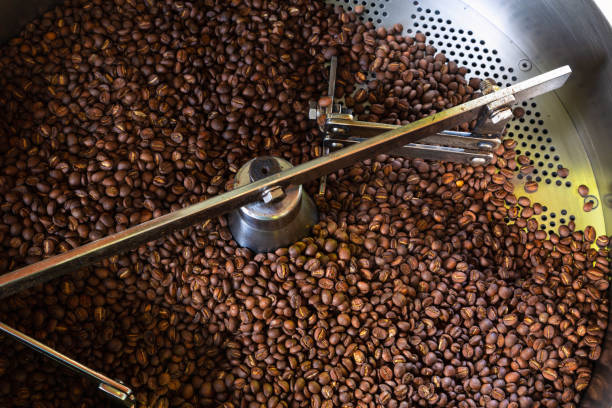 istock Coffee beans in coffee roasting machines 1277772892