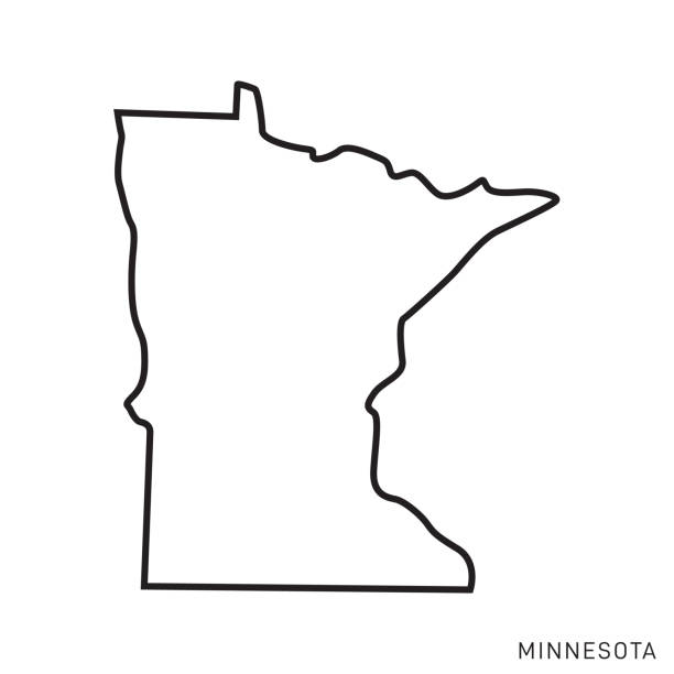 illustrazioni stock, clip art, cartoni animati e icone di tendenza di minnesota - states of usa outline map vector template illustration design. tratto modificabile. - minnesota