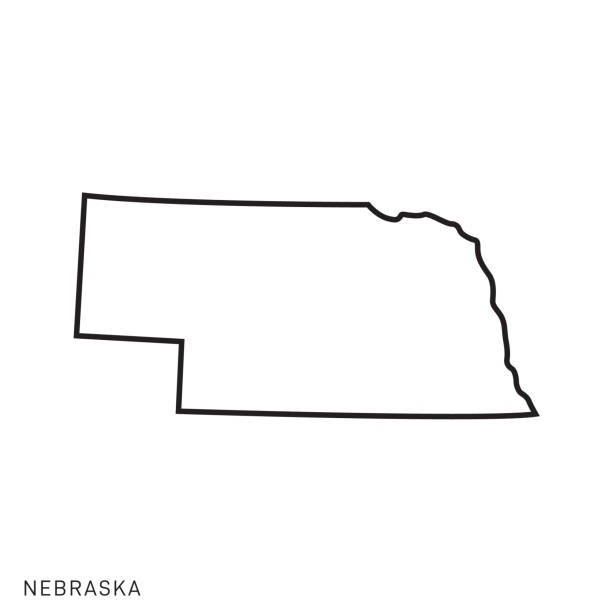 Nebraska - States of USA Outline Map Vector Template Illustration Design. Editable Stroke. Nebraska - States of USA Outline Map Vector Template Illustration Design. Editable Stroke. Vector EPS 10. nebraska stock illustrations
