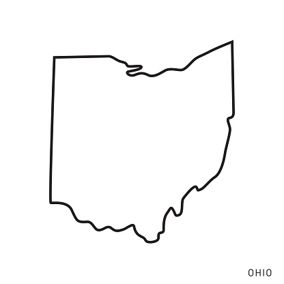 Ohio - States of USA Outline Map Vector Template Illustration Design. Editable Stroke. Vector EPS 10.