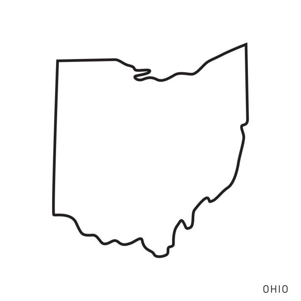 俄亥俄州 - 美國州大綱地圖向量範本插圖設計。可編輯描邊。 - 俄亥俄州 幅插畫檔、美工圖案、卡通及圖標