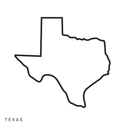 Texas - States of USA Outline Map Vector Template Illustration Design. Editable Stroke. Vector EPS 10.