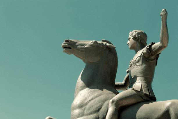 statue of alexander the great in athens, greece - architectural styles animal horse europe imagens e fotografias de stock