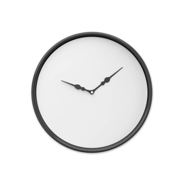 istock Simple classic black and white round wall clock mockup template on isolated white background, 3d illustration 1277775283