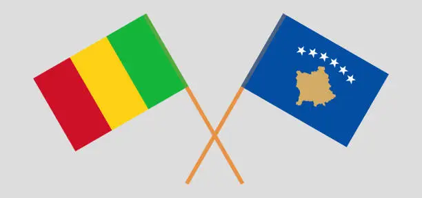 Vector illustration of Crossed flags of Mali and Kosovo
