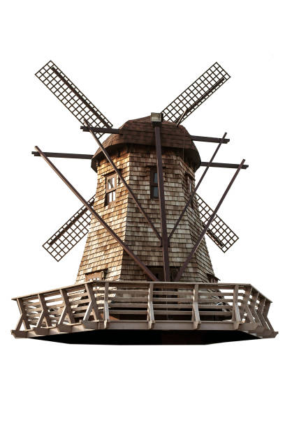 istock Traditional Dutch vintage windmills isolate on white background 1277782337