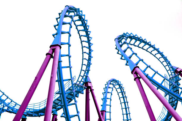 поп-арт американские горки изолированы на белом фоне - rollercoaster carnival amusement park ride screaming стоковые фото и изображения