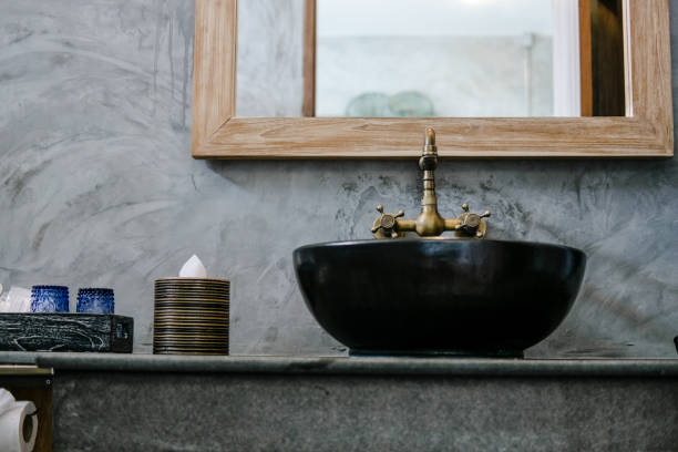 istock Black sink vintage copper faucet loft bathroom 1277782726