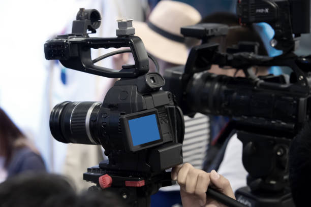 istock Professional video camcorder on duty 1277782915