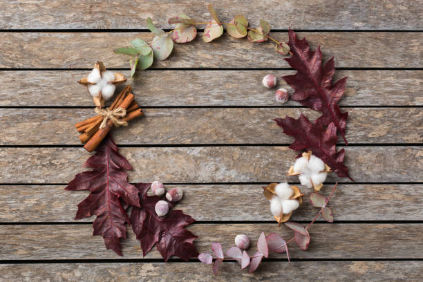 istock Autumn fall thanksgiving day floral composition with dried leaves 1277786951