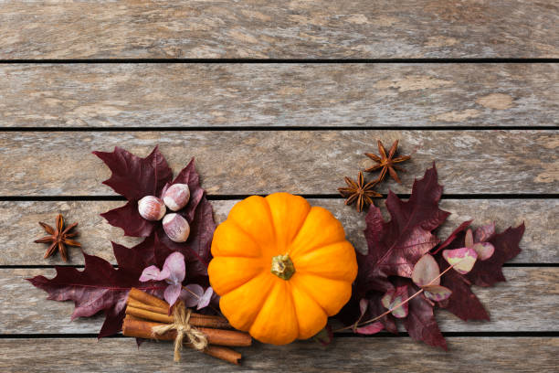 istock Autumn fall thanksgiving day floral composition with dried leaves 1277786962