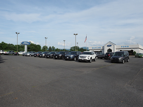 Luray, USA - June 6, 2019: Image the Marlow Ford dealer in Luray.