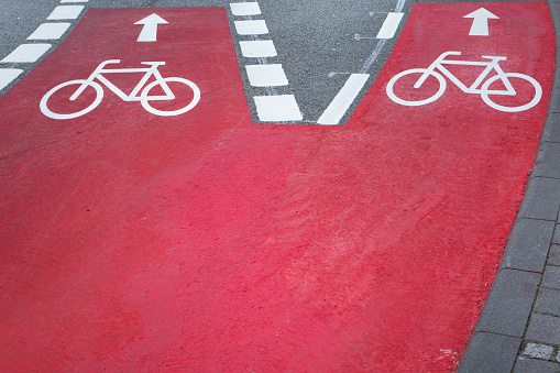 Bicycle lane, urban scene - large copy space