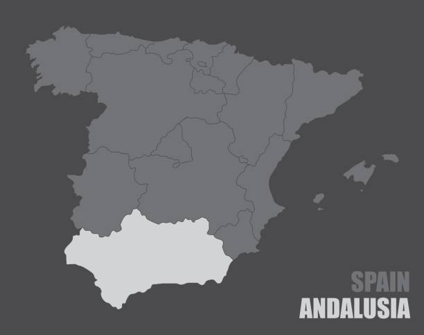 ilustraciones, imágenes clip art, dibujos animados e iconos de stock de mapa de españa andalucía - almeria