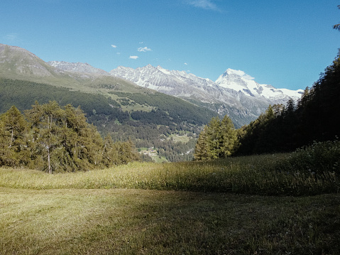 Fields in Val d'Hérens in Valais, Switzerland