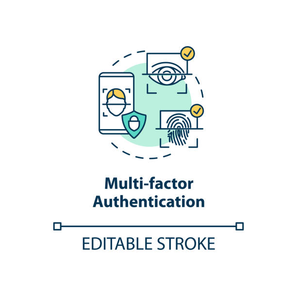 Multi-factor authentication concept icon Multi-factor authentication concept icon. Identity and access management idea thin line illustration. Fingerprints. Facial recognition. Vector isolated outline RGB color drawing. Editable stroke biometric security stock illustrations