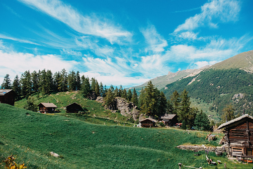 Chalets in Val d'Hérens valley, Switzerland