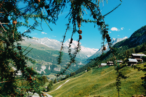 Breathtaking view of Valais valley in Switzerland near Evolene