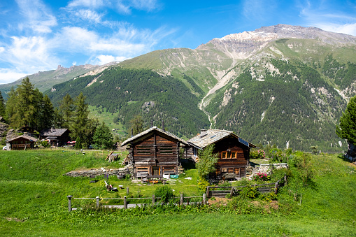 Chalets in Val d'Hérens valley, Switzerland