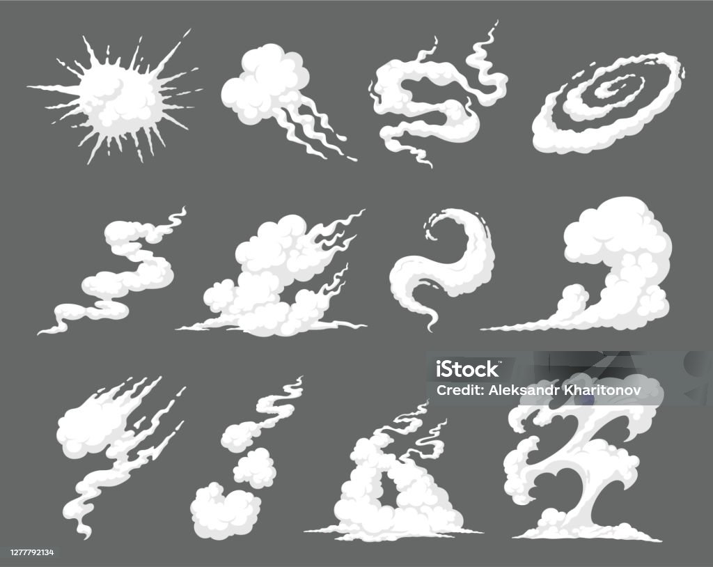 Khói Mây Sóng Khói Nổ Hoạt Hình Hiệu Ứng Thiết Lập Bong Bóng Bụi ...