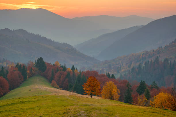 istock Colorful autumn evening after sunset in the Carpathian mountains 1277794678