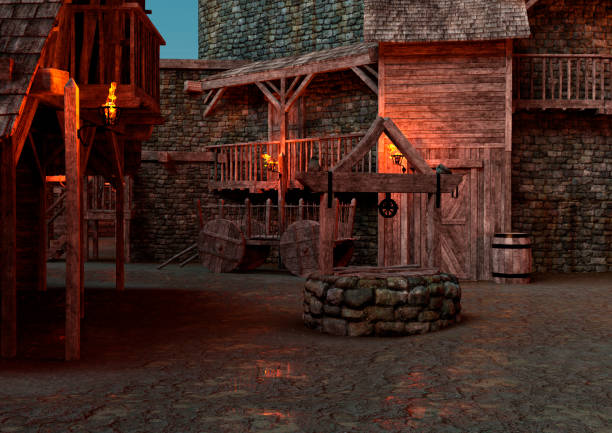 istock 3D illustration medieval fortress village 1277796481
