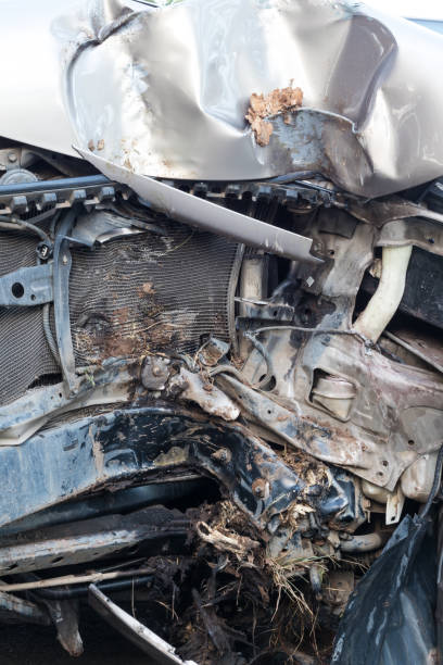 istock Front detail car demolished. 1277797909