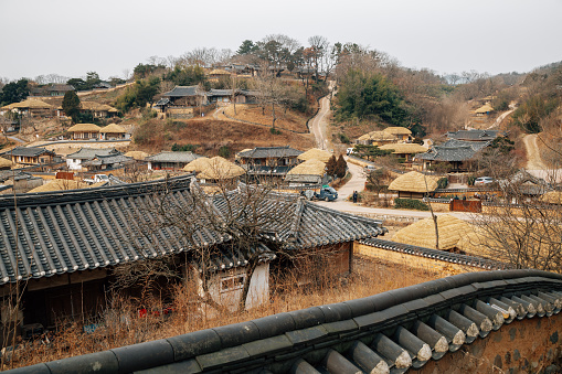 Panoramic view of Gyeongju Yangdong countryside village in Gyeongju, Korea