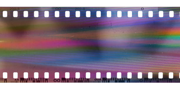 istock Start or beginning of 35mm negative film strip, first frames on white background 1277800565