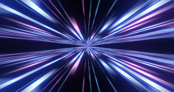 istock Abstract image of high speed. Pink blue lines composition. Abstract glow neon lines and stripes. Abstract background with flying neon glowing stripes. Motion 3d illustration 1277801983
