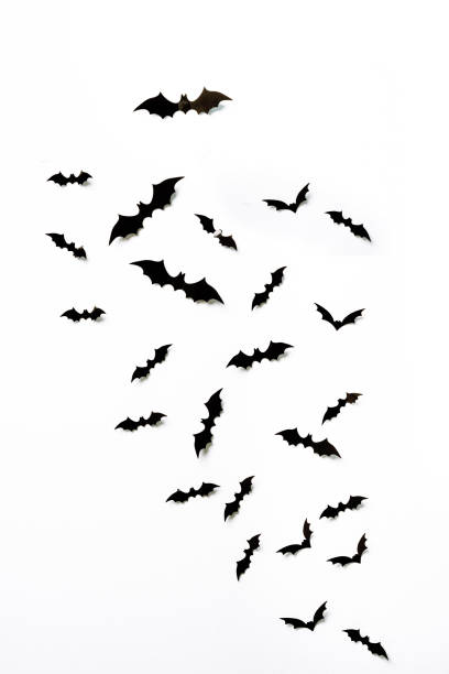 istock Flying bats group isolated on white background.  Halloween symbols. 1277802673