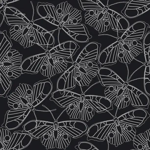 Vector illustration of Seamless vector pattern with butterflies