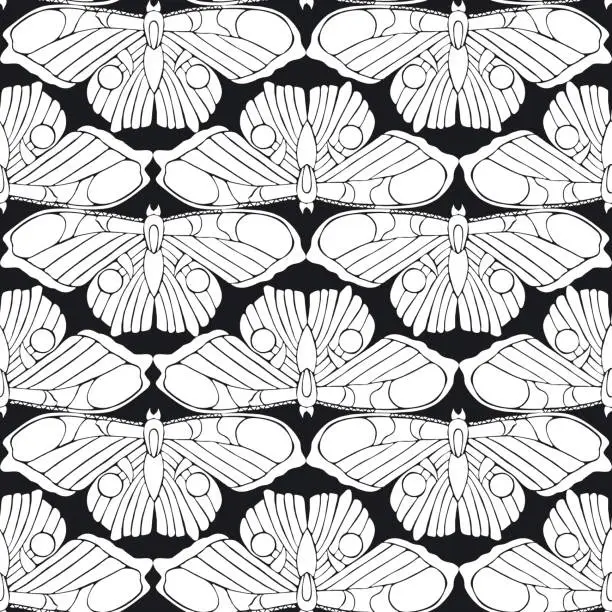Vector illustration of Seamless vector pattern with butterflies