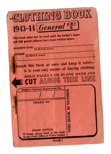 istock Old British World War Two clothing ration coupon book with coupons from 1943-44 1277806562