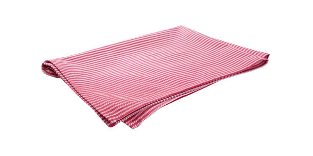 istock Red napkin isolated on white background top view 1277813772