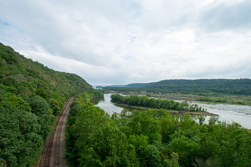 An Old Railroad Next to the Susquehanna River Viewed From the Holtwood Bridge Near Historic Lock 12