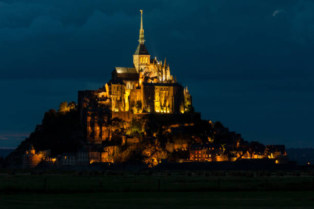 istock Night shot of Mont Saint Michel in Normandy 1277817890