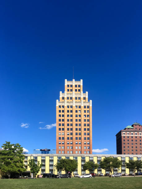 istock Niagara Falls American Art Deco Building Architecture Fast Flowing White Water River Rapids 1277818222