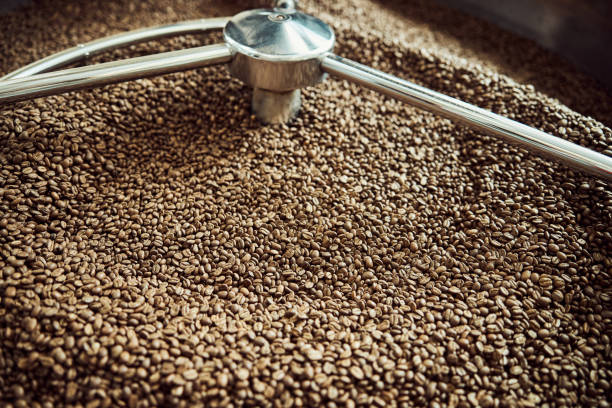 istock Freshly roasted coffee beans in cooling tray 1277818425