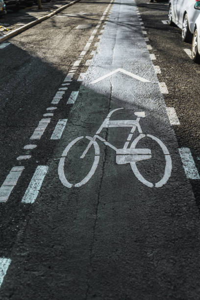 istock City bicycle lane with road marking 1277819697