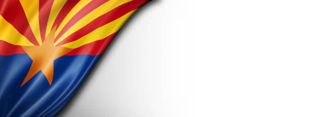Arizona flag on white wall banner, USA